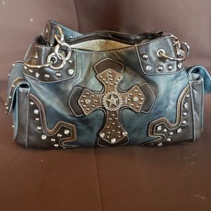 Blazin roxx blue/brown cross with studs and rhines